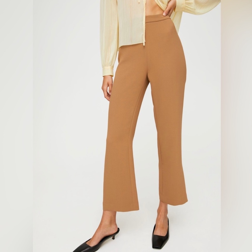 ARITZIA Wilfred Kick Flare Tan Trouser High-Waisted Pants Size 6